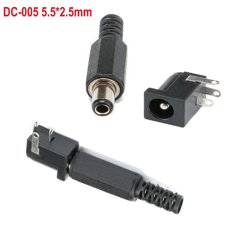 

100 пар Φ 5,5X2,1 мм Разъем питания постоянного тока + 5,5*2,1 мм кабель питания постоянного тока, штекер, монтаж печатной платы, круглая игла, «сдела...