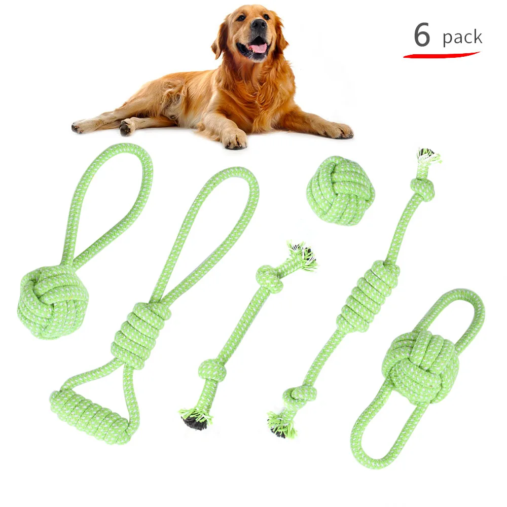 

6 Pcs Pet Molars Supplies Cotton Rope Dog Toy Mascotas Accesorios Para ...perro Cosas Perros Juguetes Suministros Teeth Cleaning