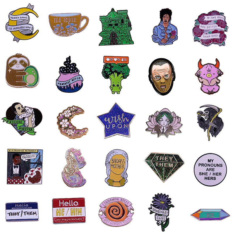 

Pronoun Brooch Cosplay jewelry Enamel Pin Lapel Pins Badge Hats Clothes Backpack Decoration Jewelry Accessories Fans Gift