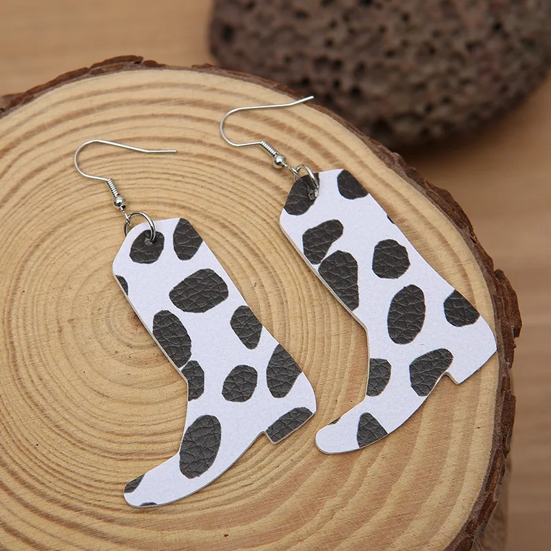 Новинка 2021 кожаные серьги в западном стиле с простым рисунком коровы Европейский