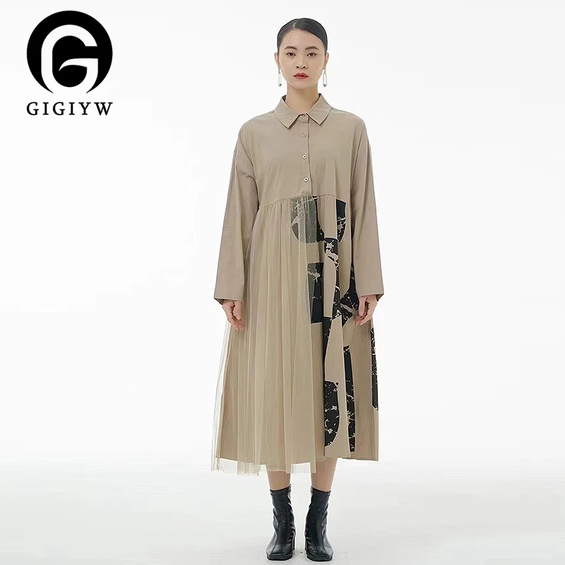 

Женское длинное свободное платье GIGIYW, корейское пальто-тренчкот разных цветов, модель SK271 на осень, 2022