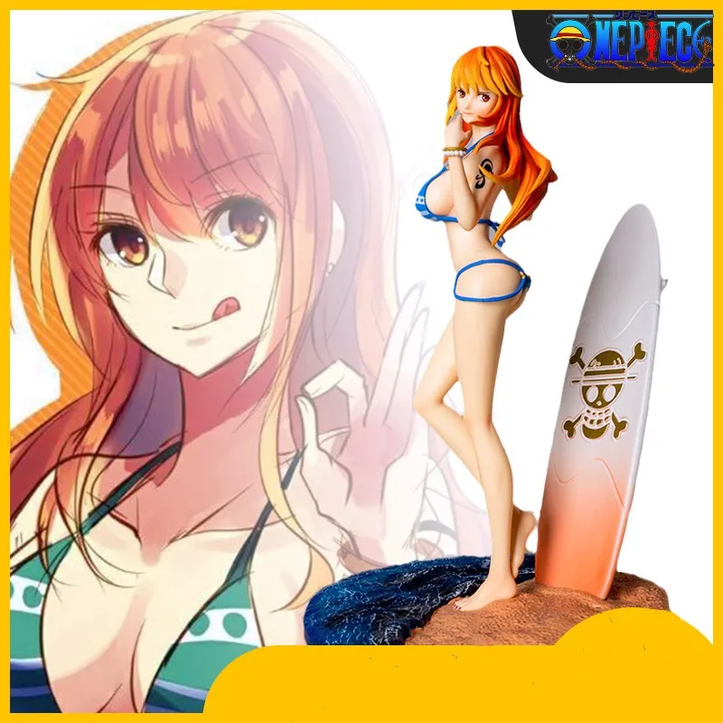 

New One Piece 30cm Nami Figure Anime Figures Swimsuit Sexy Beach Surf Bikini Girl Action Figurine Pvc Model Collection Statue Gi