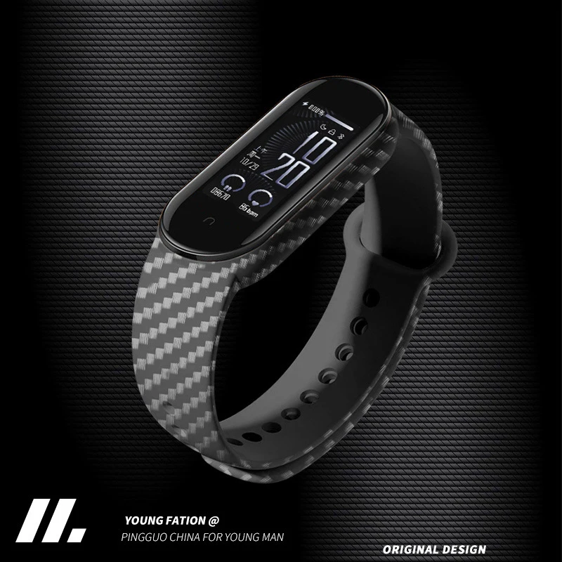 

Ремешок из ТПУ Для Xiaomi Mi Band 7 6 5 4, резиновый браслет с узором из углеродного волокна для Mi Band 3 4 5 6 7 Mi Band