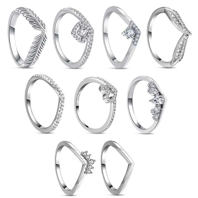 

2022 New 925 Sterling Silver Female Ring Crown Bow Twisted CZ Lines Crown Ring For Women Wedding Engagement Jewelry Gift