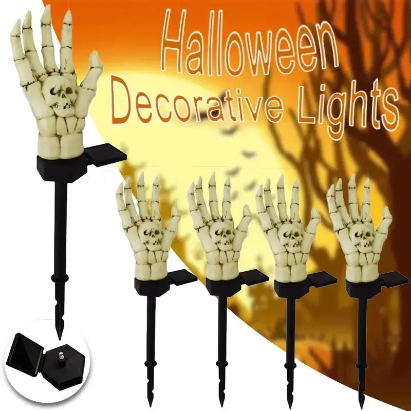 Хэллоуин Скелет Рука Кость Лампа Водонепроницаемая Солнечная Пальмовый