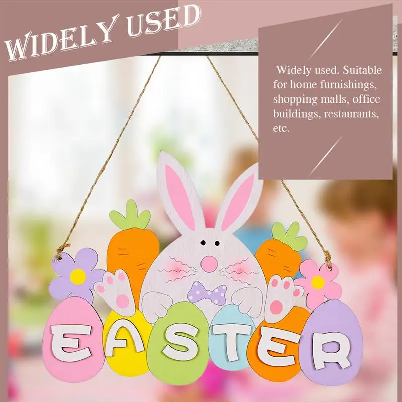 

Easter Wooden Rabbit Pendant Wooden Letter Plate Hanging Decor Easter Scene Decor