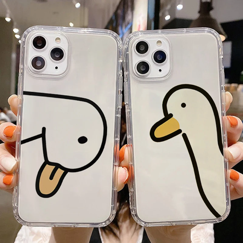 

Transparent Cases For iPhone11 Pro Max Mini 13 12 Pro Max X XR XS Max 8 7 6 6S Plus SE 2020 Simplicity Duck Soft Silicone Cover