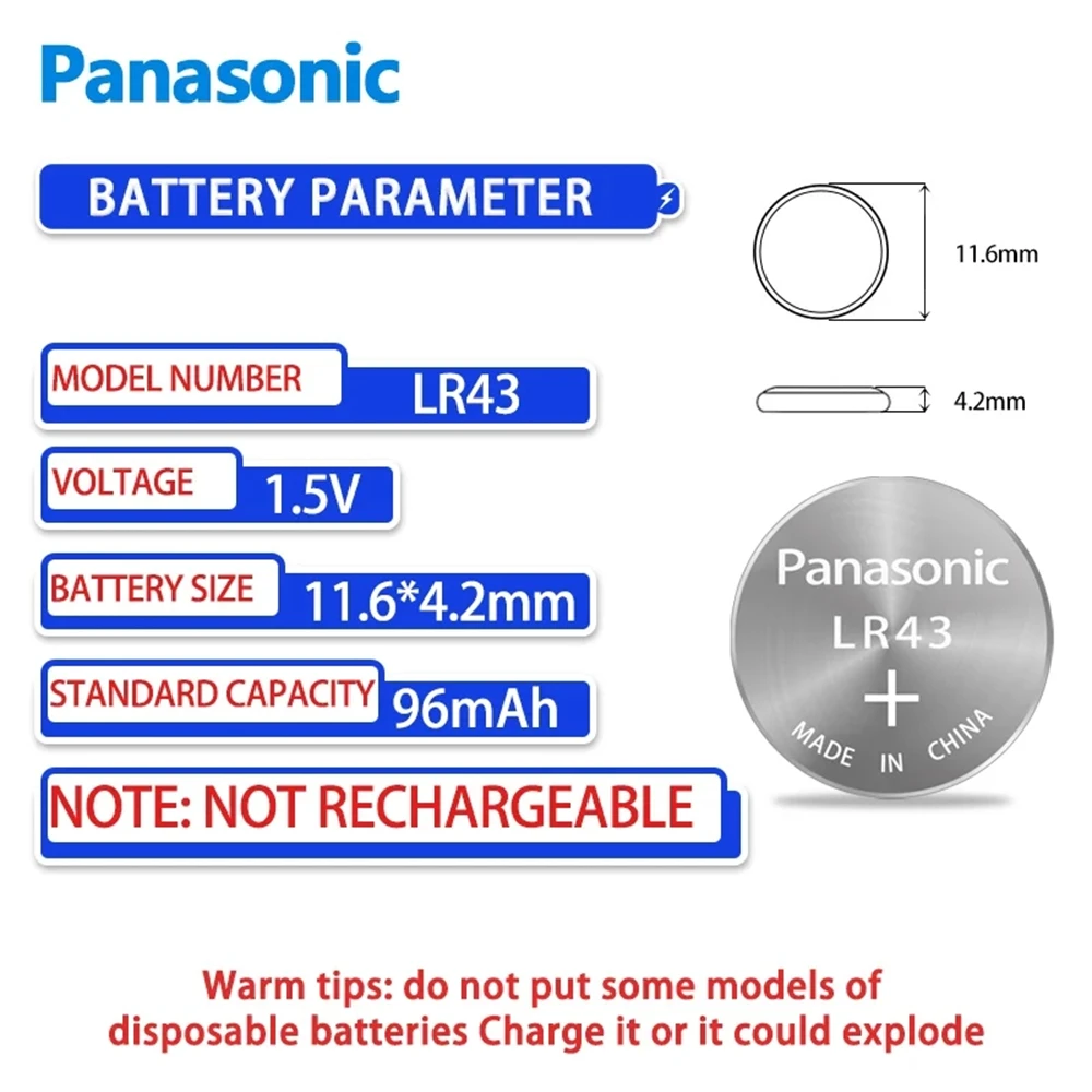 Оригинальный Panasonic 1,55 В AG12 LR43 SR43 186 386 LR1142 V12GA AG 12-кнопочные аккумуляторы SR43W SR1142 Watch Toys Remote Battery (art.: 3920cb7ea8a19) - 3920cb7ea8a19