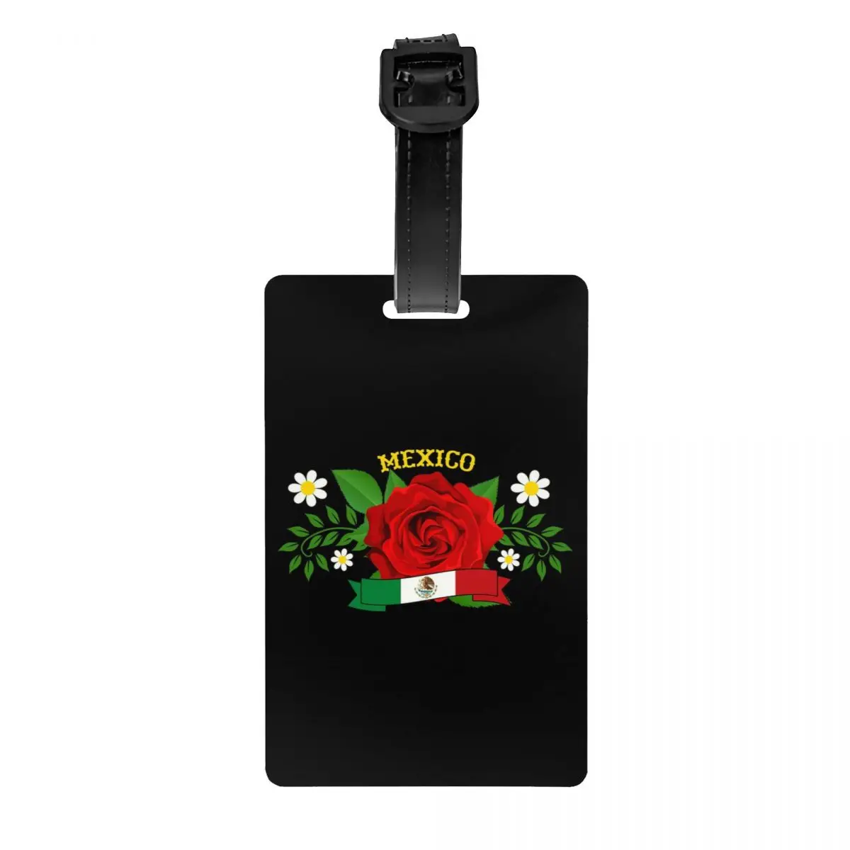 

Мексиканская ярлык для багажа с красной розой, индивидуальный цветочный узор, Мексиканский Флаг, ярлыки для багажа, личная Обложка, имя, удостоверение личности