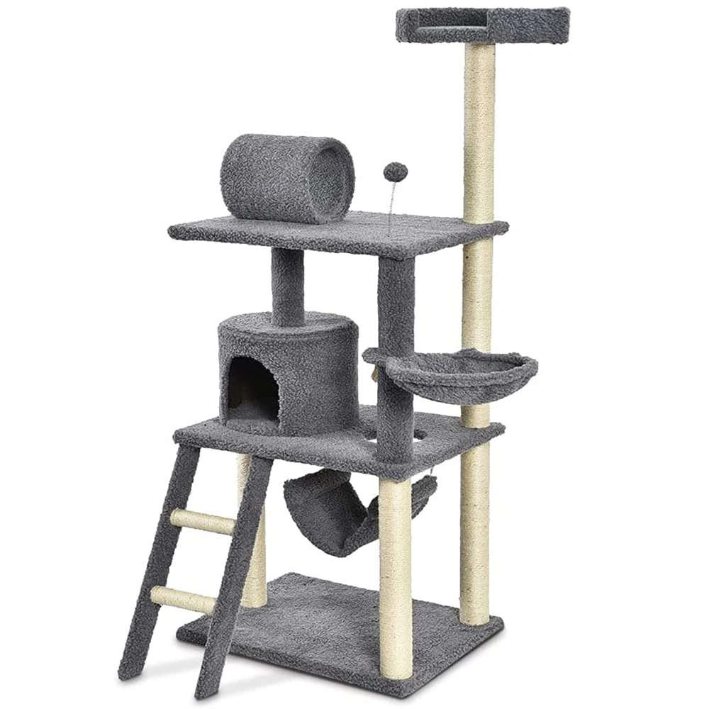 

Pet Cat Tree House Condo Perch Entertainment Scratching for Cats Kitten Multi-Level Tower for Large Cat Cozy Furniture Protector