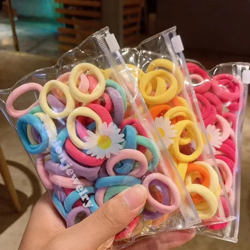 

50pcs Kids Elastic Hair Bands Girls Sweets Scrunchie Rubber Band for Children Hair Ties Clips Headband Baby Hair Accessories