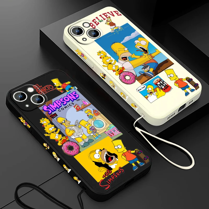 

The Simpsons Homer Bart Apple iPhone Phone Case For 14 13 12 11 Pro Max Plus XS XR X 8 7 SE 2 3 Liquid Left Rope Cover