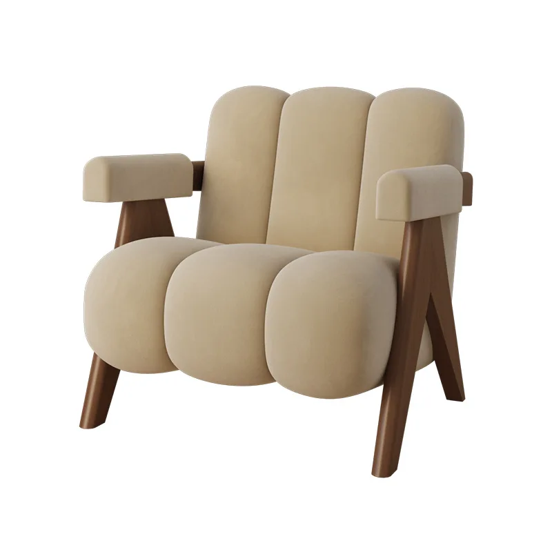

Quiet style living room single person sofa chair designer bedroom sofa chair Japanese cream style balcony leisure chair