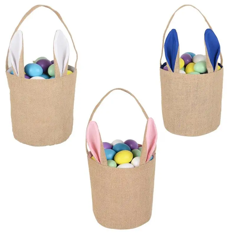 

Easter Basket Tote Easter Gift Bags Bunny Treat Bags With Handle Easter Egg Hunt Basket Bag For Storage Gifts Candies Easter