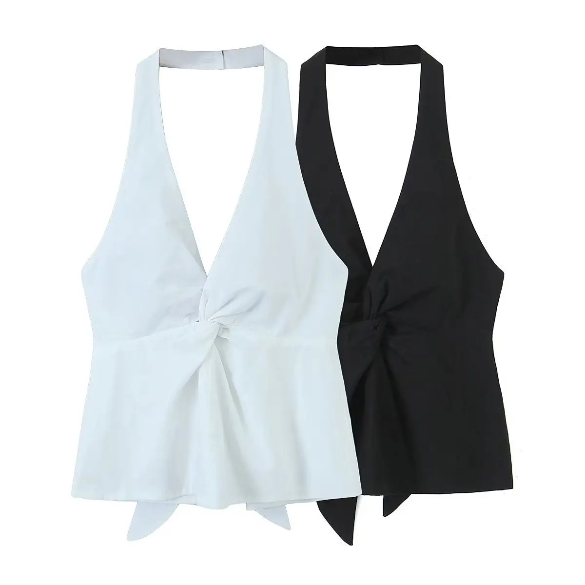 

Женский однотонный топ с V-образным вырезом