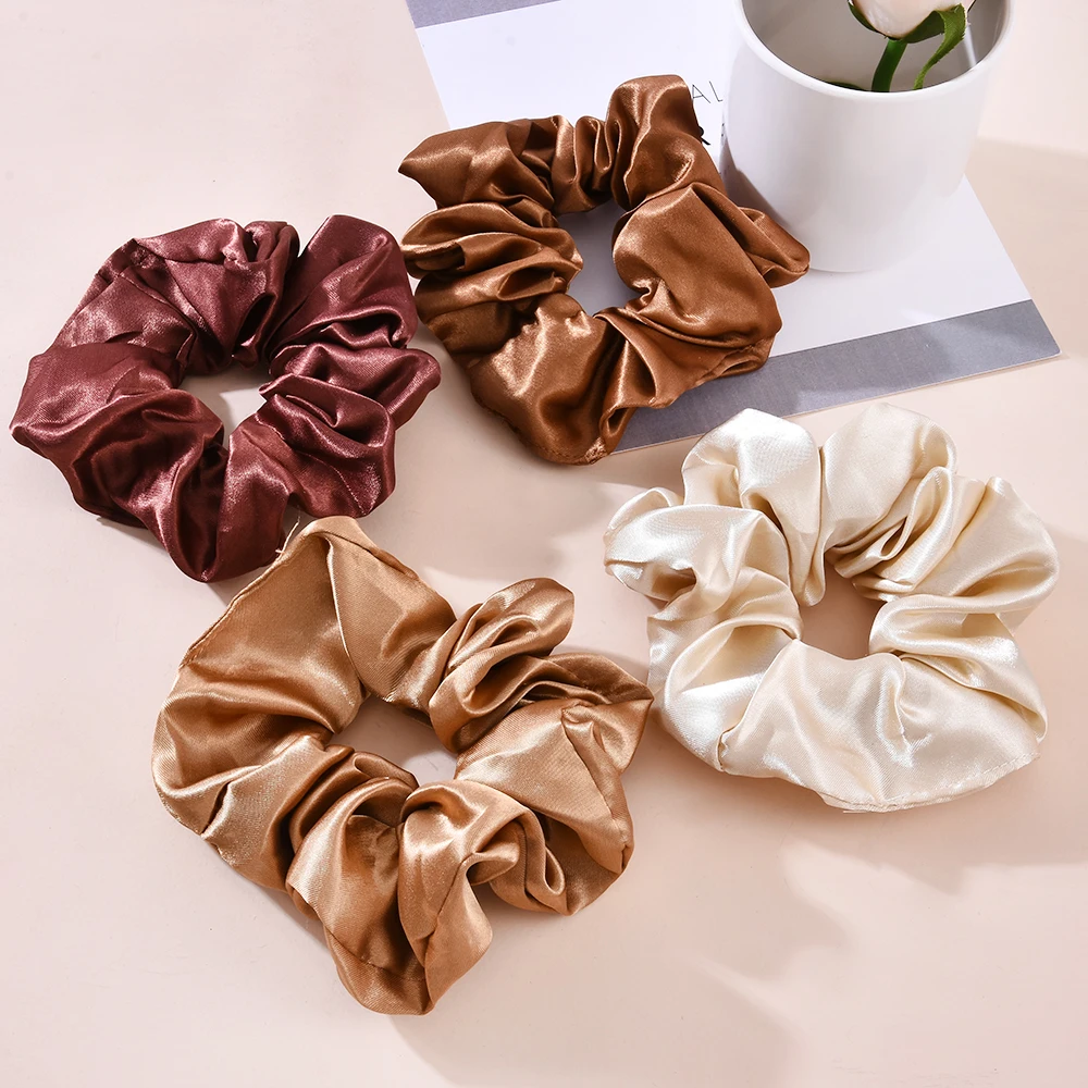 

Women Satin Silk Hair Tie Elastic Scrunchies Ponytail Holder Hair Rope Rings New Christmas Hair Accessories Wholesale