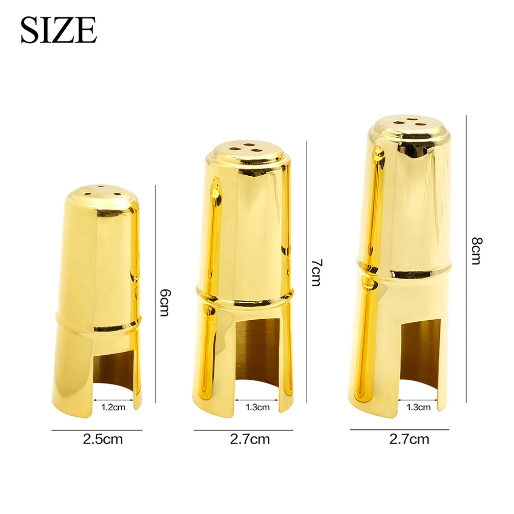 Sax Mouthpiece Protect Set Metal Mouthpiece Protection Hat Golden Soprano Alto Tenor Professional Wind Instrument Accessories enlarge