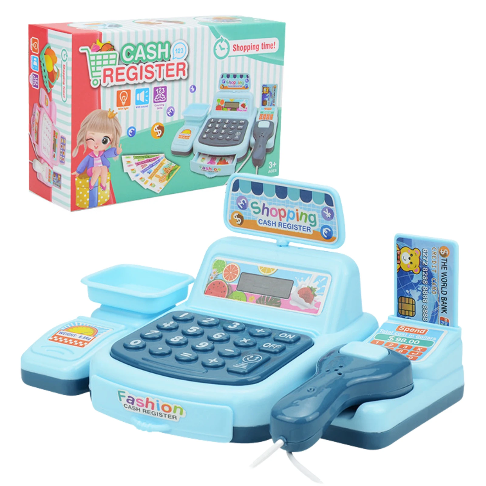 

Cash Register Pretend Play Toy Fun Cashier Toy With Electronic Sounds Cute Cash Register Toy With Working Scanner Credit Card