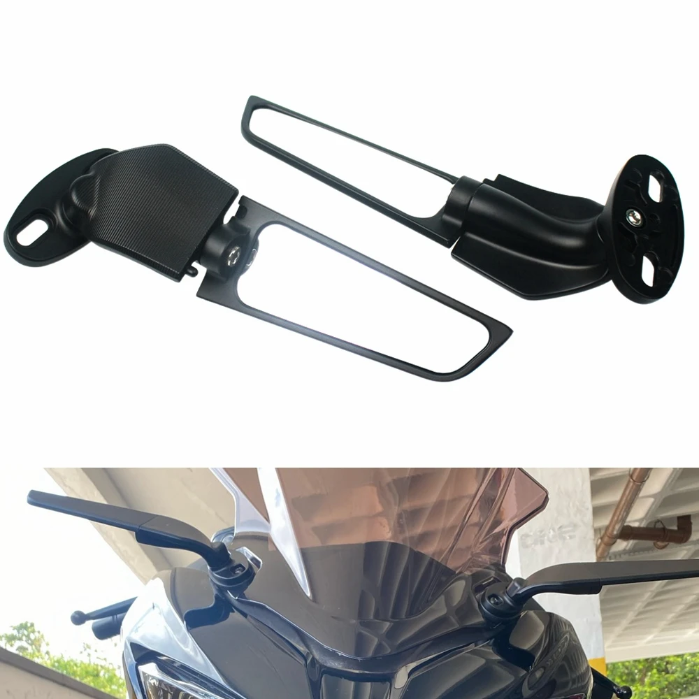 

Motorcycle Mirrors Modified Wind Wing Adjustable Rotating Rearview Mirror For Kawasaki ZX10R ZX9R ZX7R ZX6R ZX636 ZX12R ZX14R