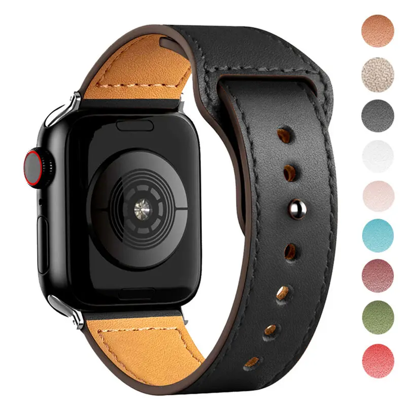 Leather strap For Apple watch band ultra 49mm 40mm 44mm 45mm 41mm 42mm 38mm smartwatch correa bracelet iWatch series 3 6 se 7 8