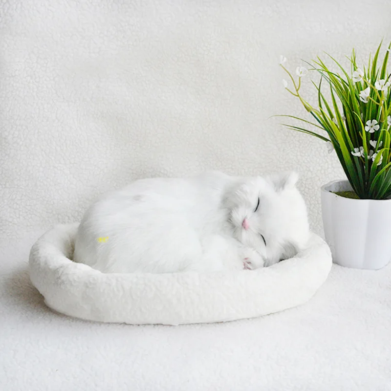 

Плюшевая дышащая пушистая собака с ковриком, реалистичные мягкие животные, плюшевая игрушка, модель для творческой симуляции, милые кошки