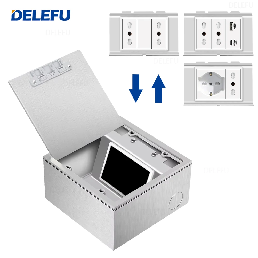 DELEFU розетка с заземлением из нержавеющей стали нижняя коробка итальянская 20 Вт USB