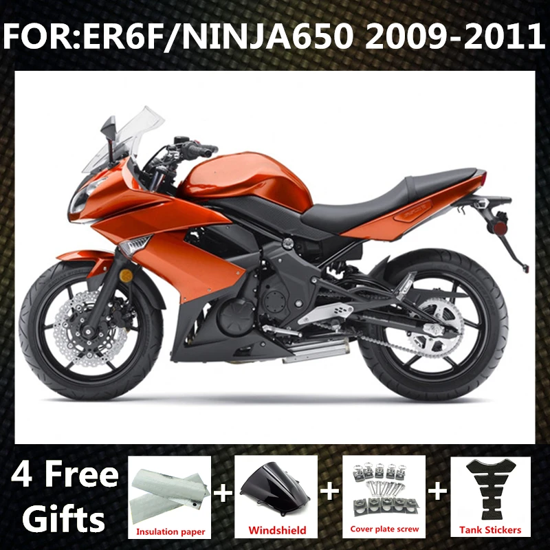 

Motorcycle Injection Fairings kit for ER-6F 2009 2010 2011 ER6F 09 10 11 ninja650 Fairing kits EX 650 NINJA 650 set orange black