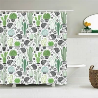 nordic simple fresh cactus leaf flower shower curtain waterproof bathroom decoration home decoration