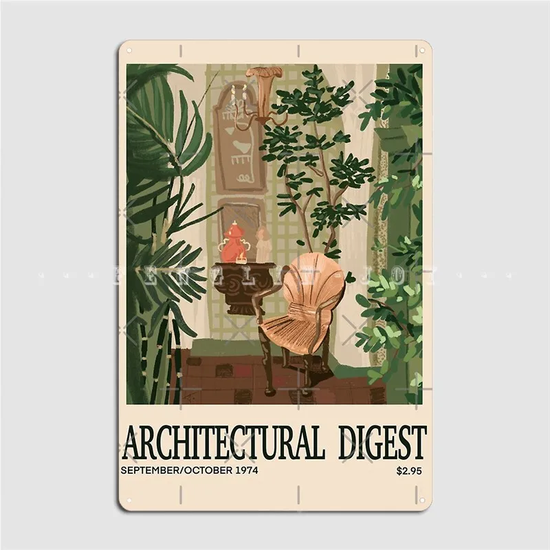 Архитектурный дайджест, винтажная Обложка, металлический знак, кинотеатр, гараж, гостиная, персонализированные пластины, жестяной знак, плакат