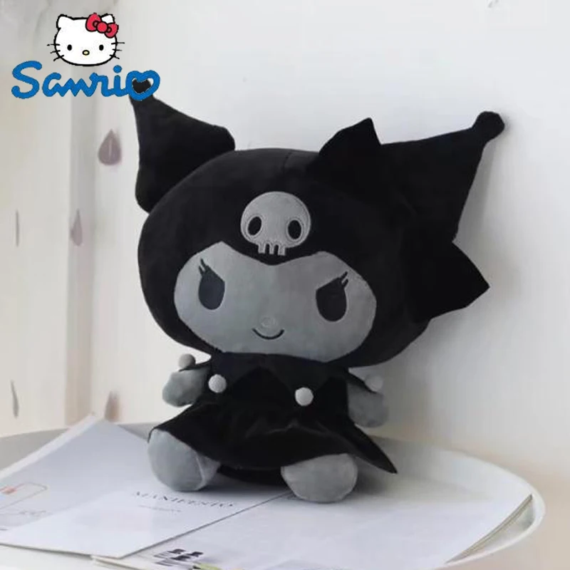 

30 см Sanrio Kuromi маленький дьявол, черная плюшевая игрушка, мягкая плюшевая кукла, мультяшная анимационная подушка, подушка, декор для комнаты, подарок для детей