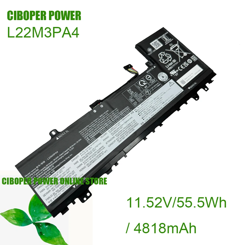 CP Аккумулятор для ноутбука L22B3PA4 L22M3PA4 L22L3PA4 L22C3PA4 55.5 Втч Xiaoxin 14 16 IRL8 IAH8 ABR8 2023 L22B3PA3 L22C3PA3