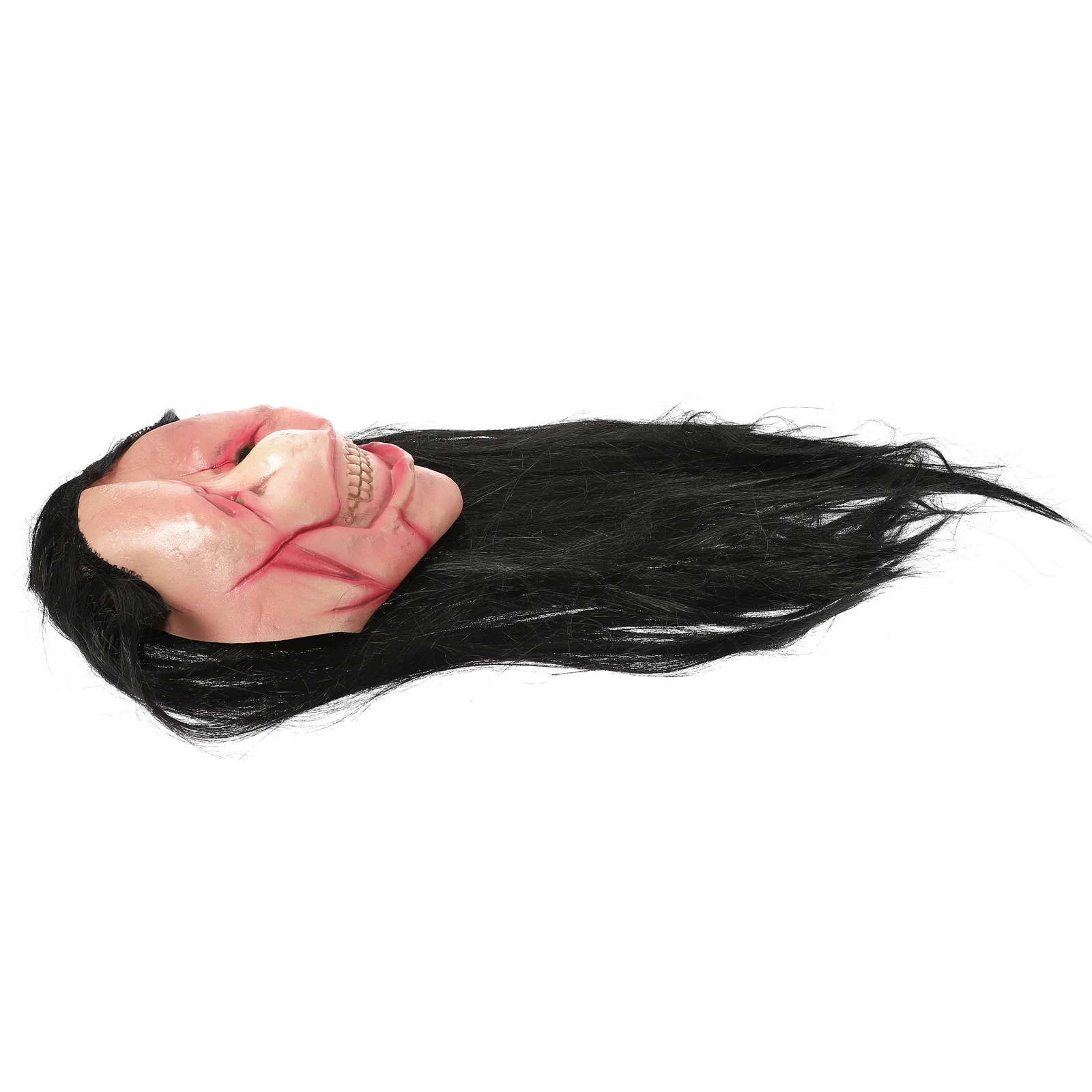 

Horror Long Hair Bad Face Latex Demon Mask Halloween Party Scary Creepy Adults Prop Horrific Decor Masks Realistic