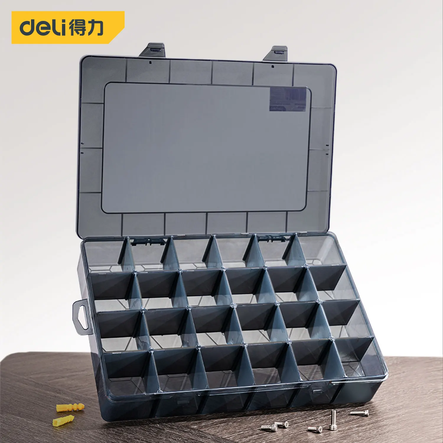 

Deli 1 PCS Plastic Storage Boxes Slots Adjustable Packaging Transparent Tool Case Screw Craft Jewelry Accessories Organizer Box