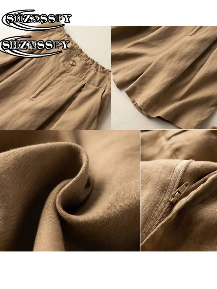 Women High Waist Short Cotton Linen Casual Summer Shorts for Women Loose Buttons Solid Fashion Women's Oversize Shorts 2023