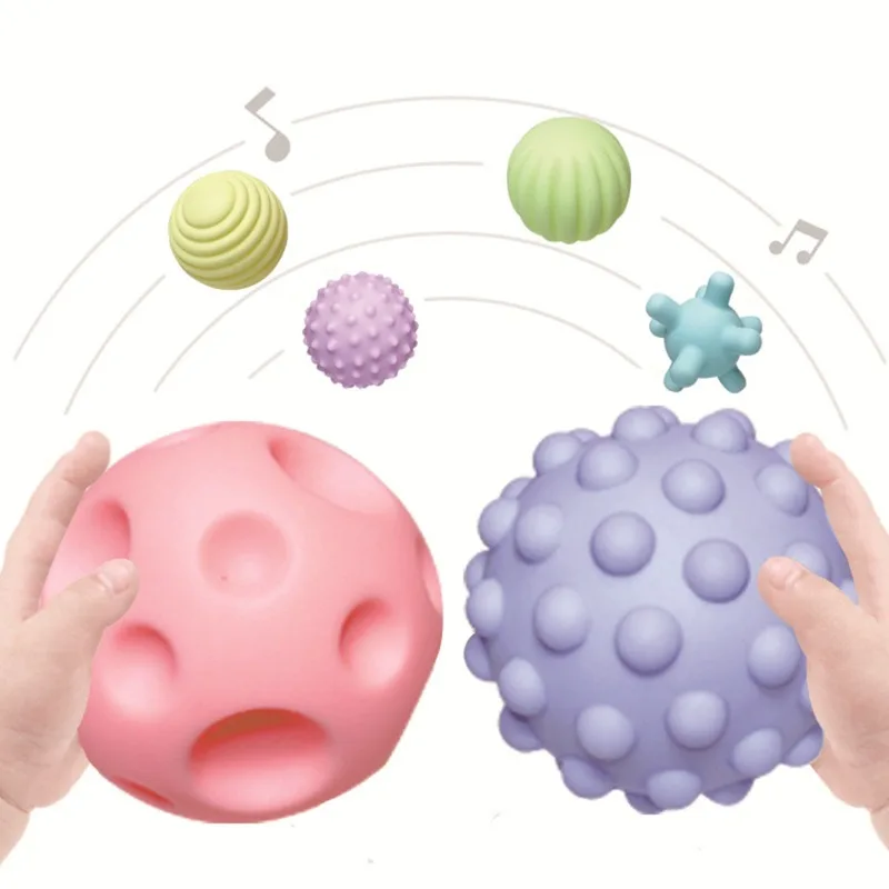 

4-6pcs Textured Multi Ball Set Develop Baby's Tactile Senses Toy Baby Touch Hand Ball Toys Baby Training Ball Massage Soft Ball