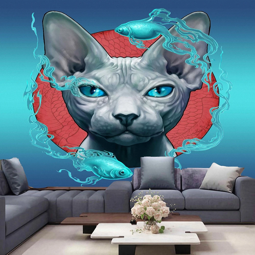 

Cat Home Decor Tapestry macrame Banner Flag Wall Art Posters Wall Hanging Boho decor hippie Witchcraft Tapestry Wall Stickers