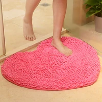 Love Heart Shape Bathroom Carpet,Solid Green Red Bath Mats Doormat,Non-sllip Chenille Bedroom Rug Floor Mat