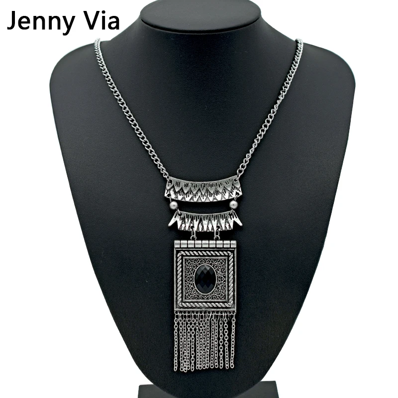 

Retro Necklace For Women Fashion Personality Creative Ethnic Tassel Black Stone Pearl Necklace Girls Vacation Party New Gift