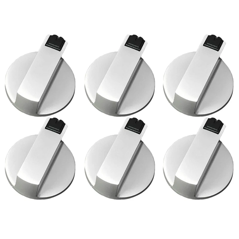 

Stoves Cooker Knobs,Oven Knob 6Pcs,Zinc Alloy 6Mm Universal Silver Gas Stove Control Knobs Adaptors Oven Rotary Switch Cooking