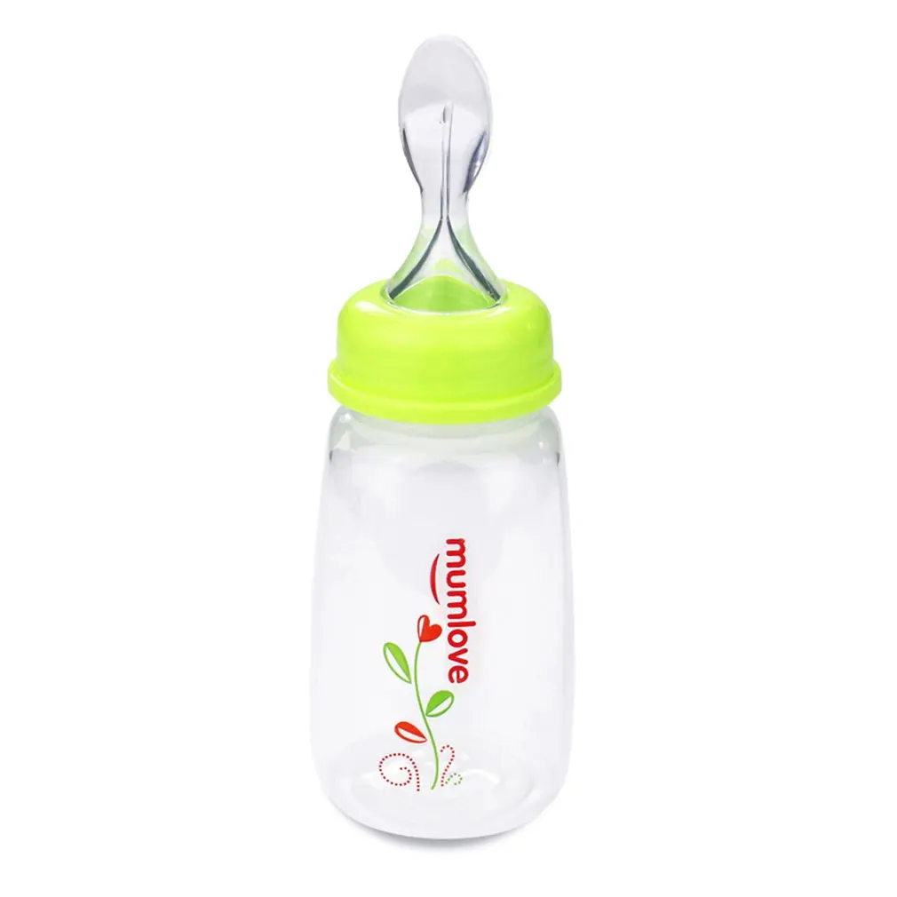 

Portable Size Baby Squeezing Feeding Spoon Food Grade Silicone Infant Baby Training Scoop Rice Cereal Food Supplement Feeder