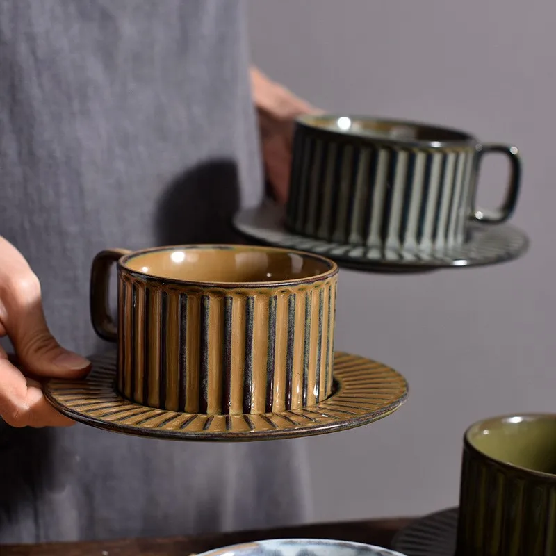 

Ceramic Cup Retro Coffee Cup Set Nordic Style Coffee Cup Cafe Creative Office Afternoon Tea Coffee Reusable Cup Home Fashion Mug