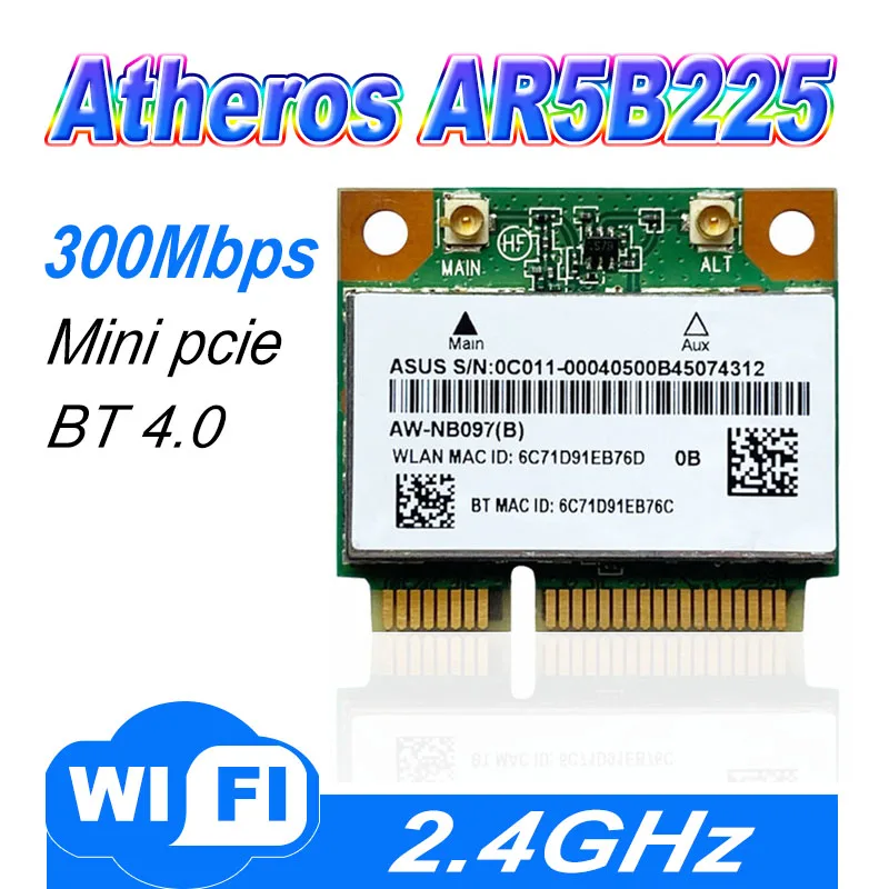 Wi-Fi беспроводная N и Bluetooth 4,0 комбинированная половинная мини PCI-E карта AR5B225