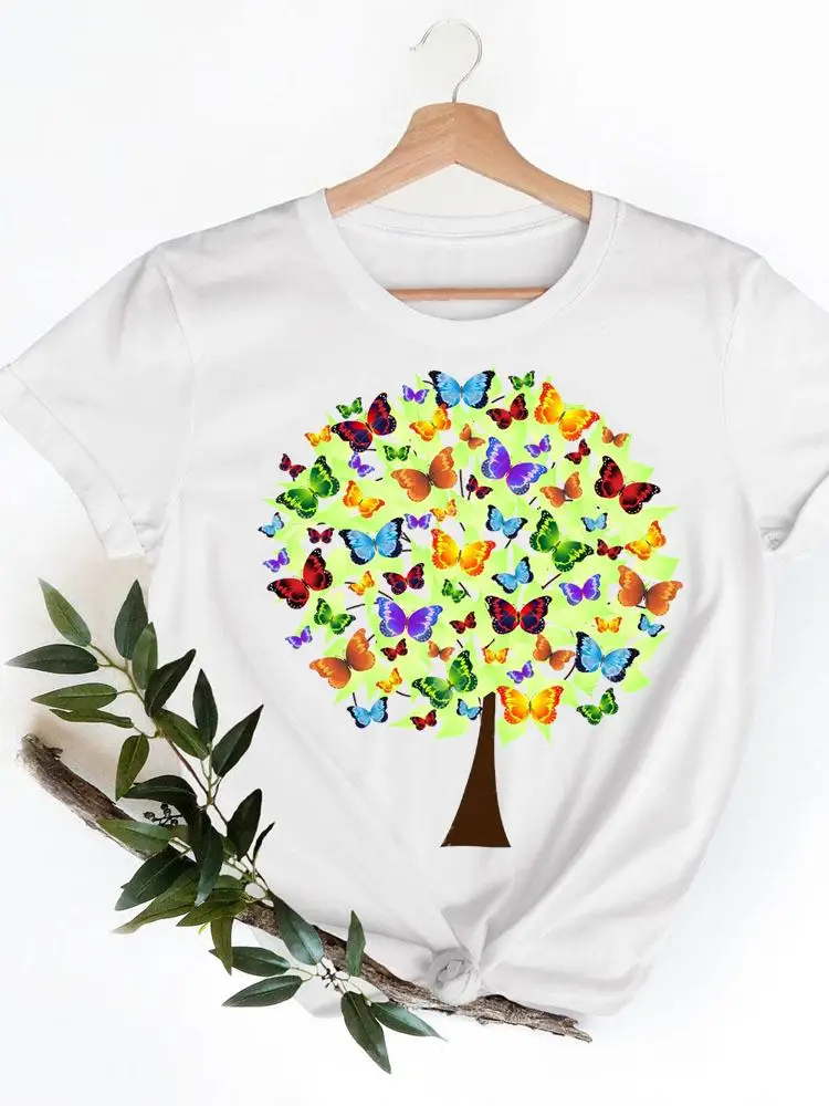 

Женская футболка с коротким рукавом, с рисунком дерева