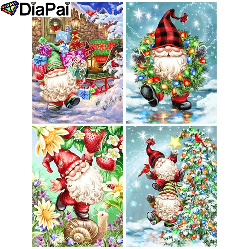 

DIAPAI Full Diamond Embroidery "Portrait Santa Tree" Diamond Painting Cross Stitch Patterns Rhinestone Unfinished Home Decor