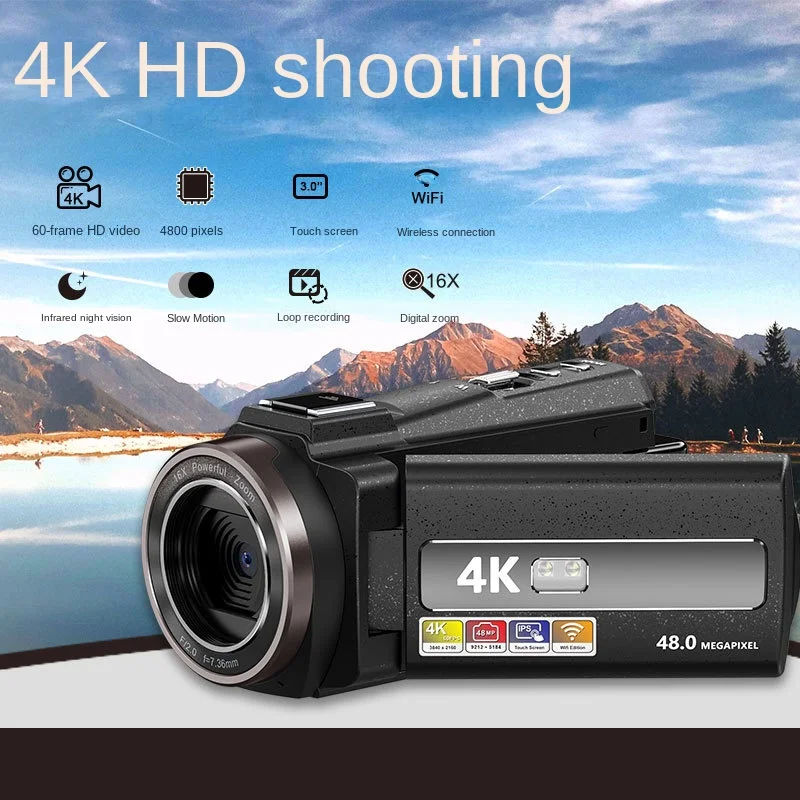 

4K Ultra HD Video Camera Vlogging Video Camera for YouTube 3.0Inch 48MP 16X Digital Zoom Wifi Webcam Camcorder Live Streaming