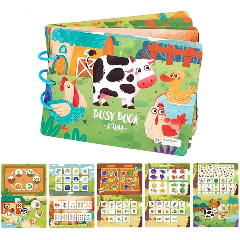 

Montessori Paste Quiet Book Children Toy Paste Book in English Animal Sorting Matching Puzzle Game Educational Games for Kids