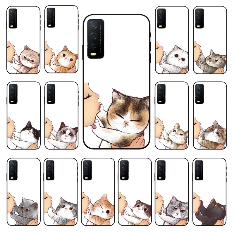 No Kisses Cat Illustration Phone Case for VIVO Y15s Y20 Y11 Y12 Y17 Y19 Y20S Y31 Y9s Y91 Y21 Y51 Y20i Y93 Y12S Y70