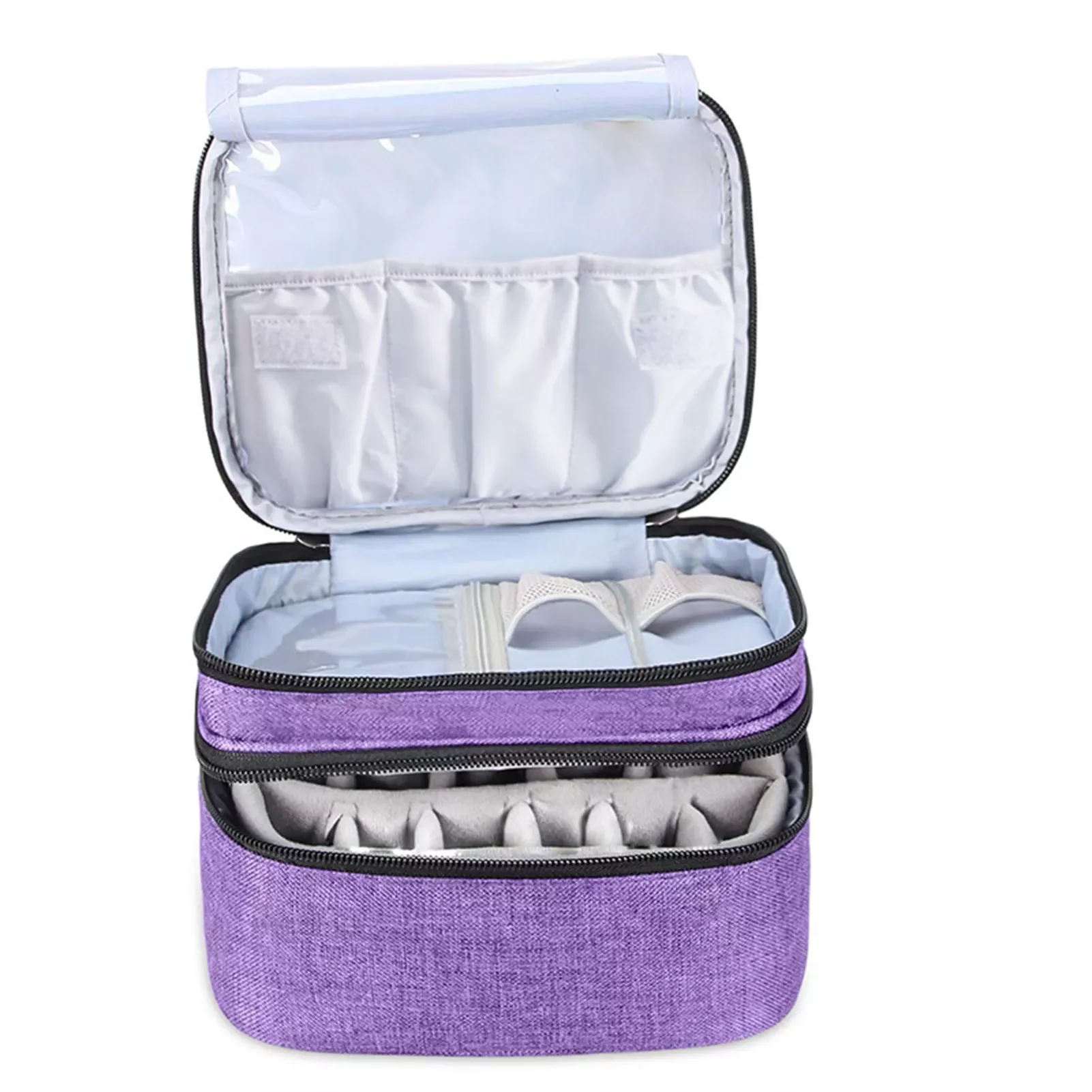 

Бутылочки для эфирного масла, портативная вместительная двухслойная дорожная сумка для хранения лака для ногтей, органайзер для хранения э...