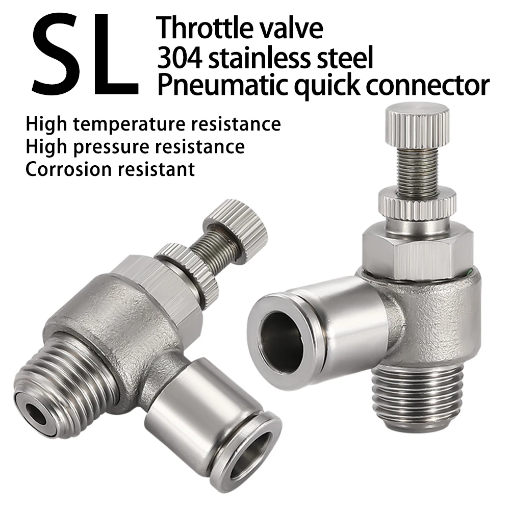 

SL 304 Нержавеющая сталь Пневматическая быстроразъемная муфта Шланг управления Ускорительный клапан Цилиндр Дроссельный клапан M5 1/8 "1/4" 3/8 "1/2"