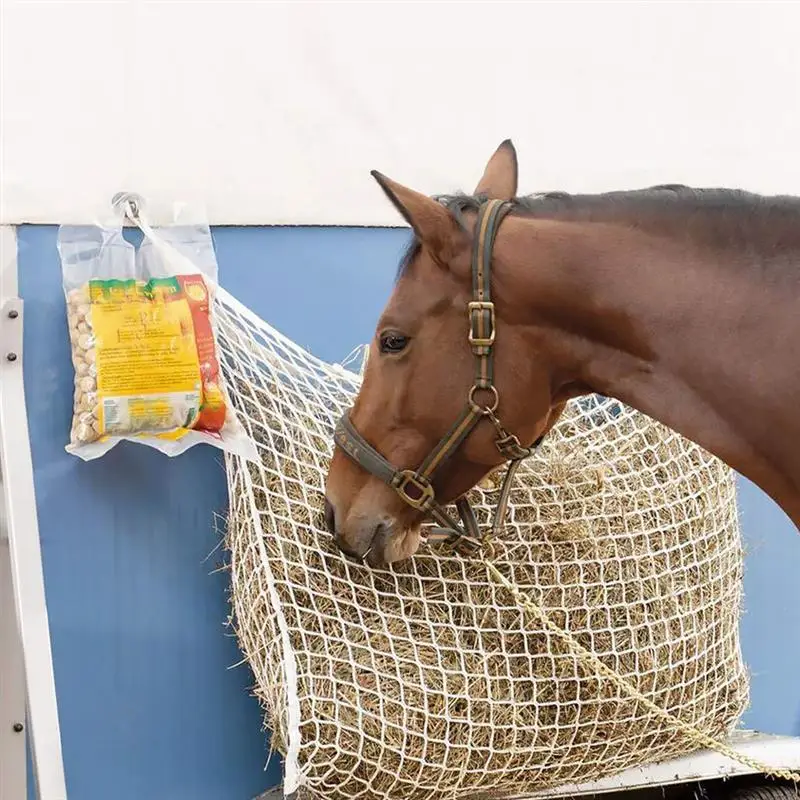

Haylage Net Horse Feeder Portable Food Bag Mesh Cloth Bag Hay Storage Pouch with Hanging Ropes Horse Care Products